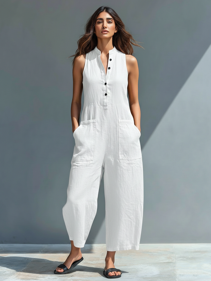 Liva | Ärmelloser Leinen-Jumpsuit