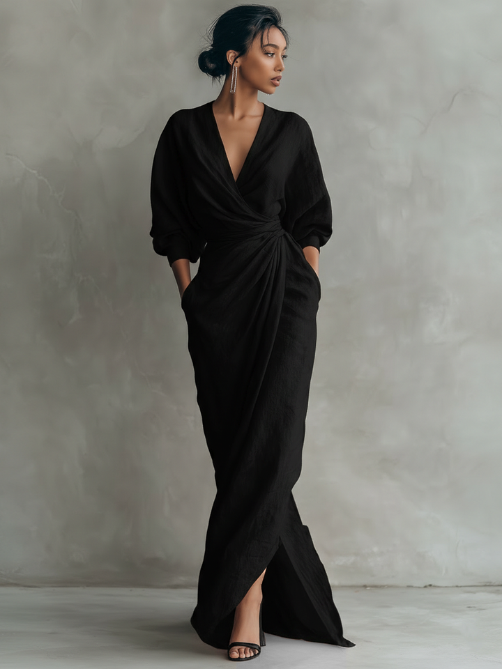 Roxa | Rosa Maxikleid mit V-Ausschnitt