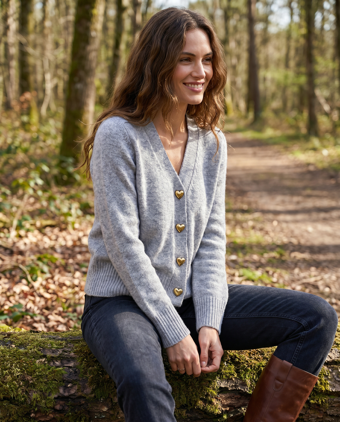 V-Ausschnitt Strickjacke – Weiche Knopf-Strickjacke