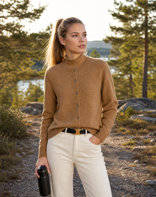 Weiche Knopf-Strickjacke