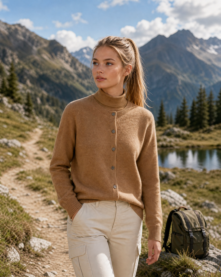 Weiche Knopf-Strickjacke