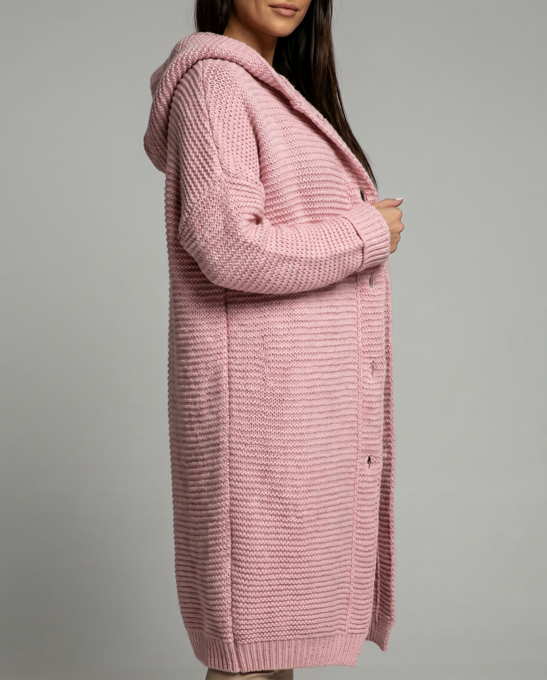 Oversized Kapuzen-Strickjacke für Damen