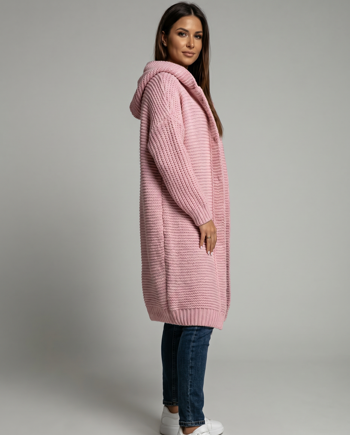 Oversized Kapuzen-Strickjacke für Damen