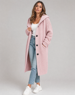 Oversized Kapuzen-Strickjacke für Damen