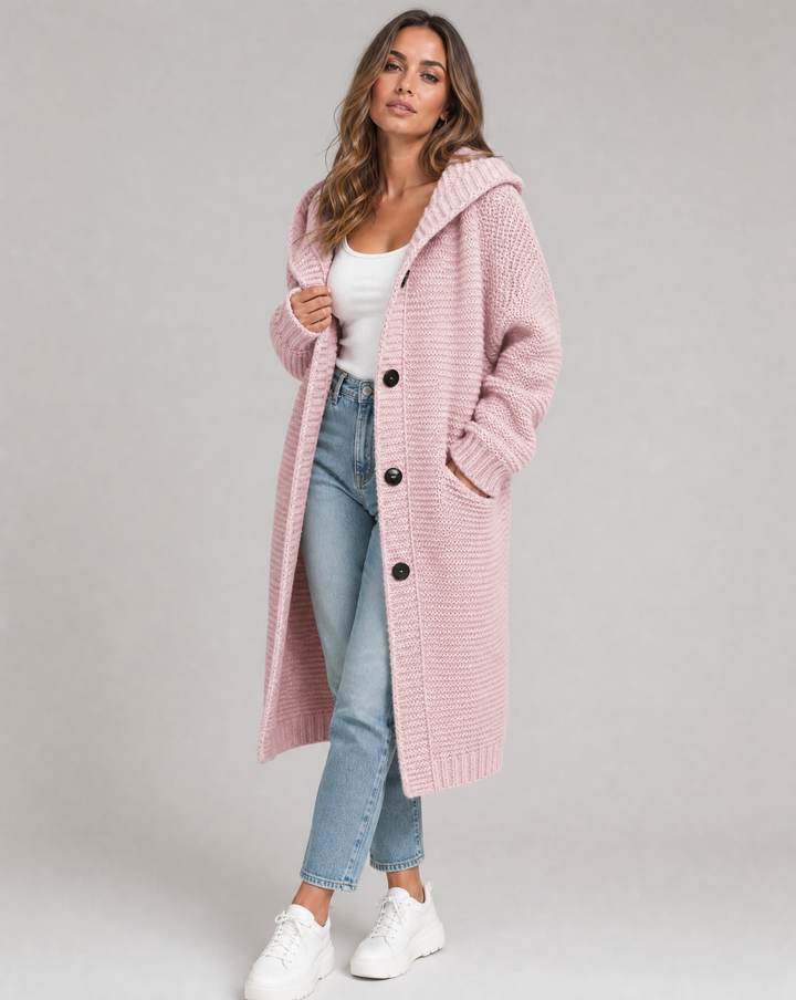 Oversized Kapuzen-Strickjacke für Damen