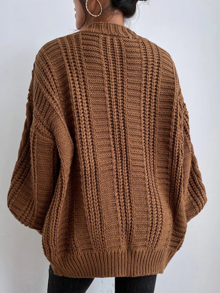 Oversized Zopfmuster-Strickjacke
