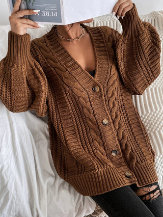 Oversized Zopfmuster-Strickjacke