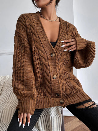 Oversized Zopfmuster-Strickjacke