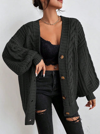 Oversized Zopfmuster-Strickjacke