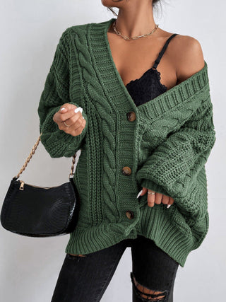 Oversized Zopfmuster-Strickjacke