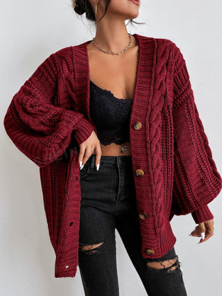 Oversized Zopfmuster-Strickjacke