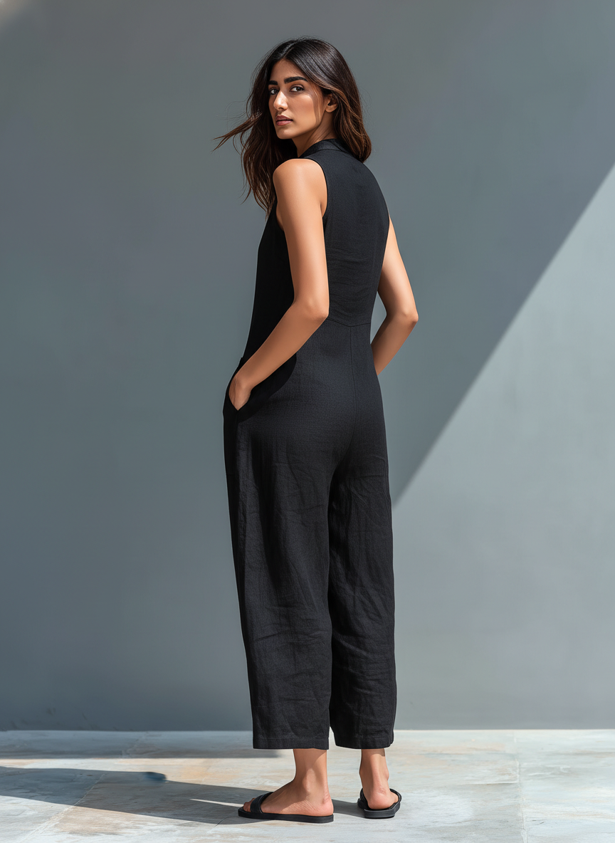 Liva | Ärmelloser Leinen-Jumpsuit