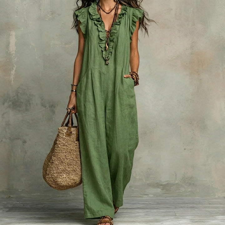Josefina | Langes Kleid mit Leinenstruktur