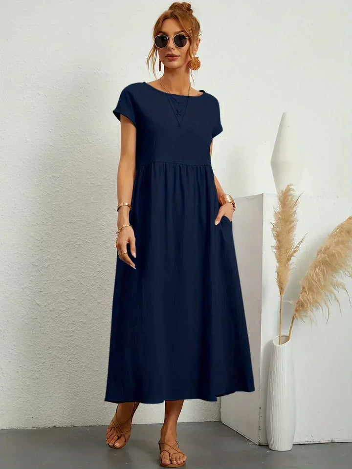 Gabrielle | Fließendes Midi-Kleid zeitloser Eleganz