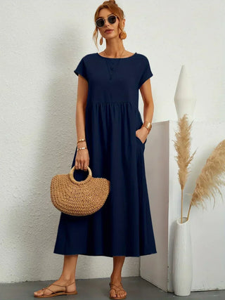 Gabrielle | Fließendes Midi-Kleid zeitloser Eleganz