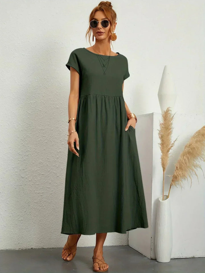 Gabrielle | Fließendes Midi-Kleid zeitloser Eleganz