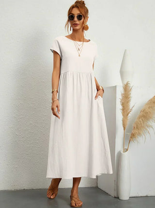 Gabrielle | Fließendes Midi-Kleid zeitloser Eleganz