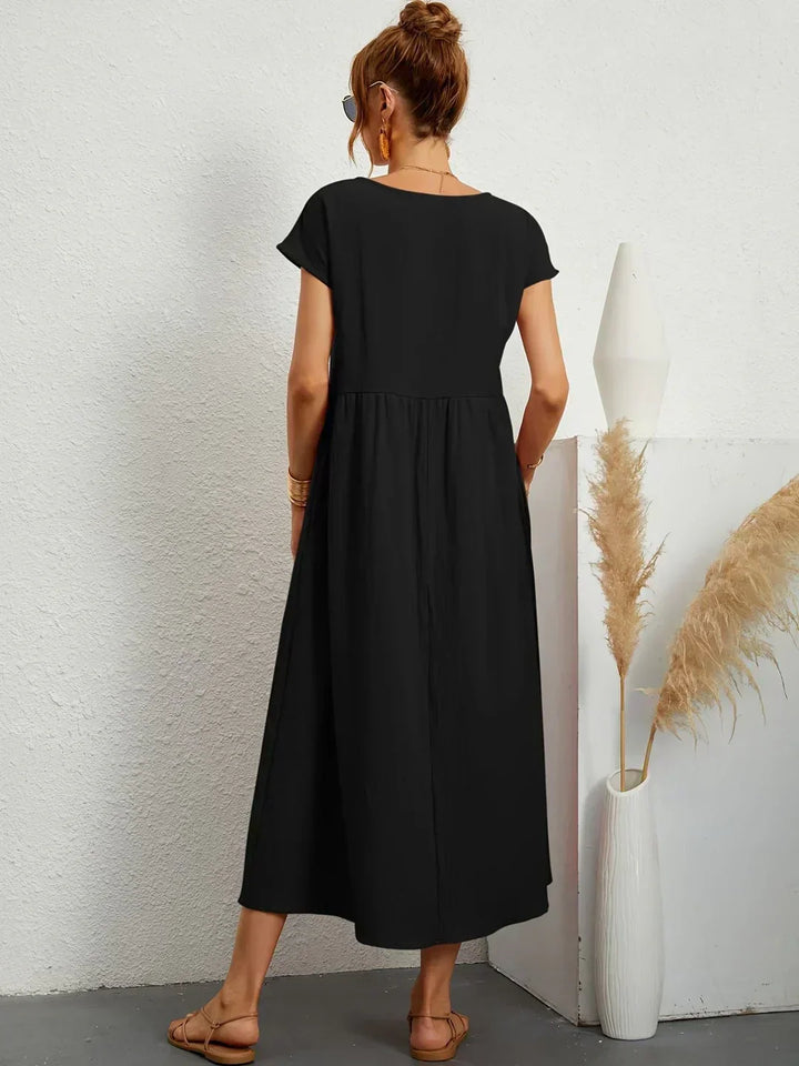 Gabrielle | Fließendes Midi-Kleid zeitloser Eleganz