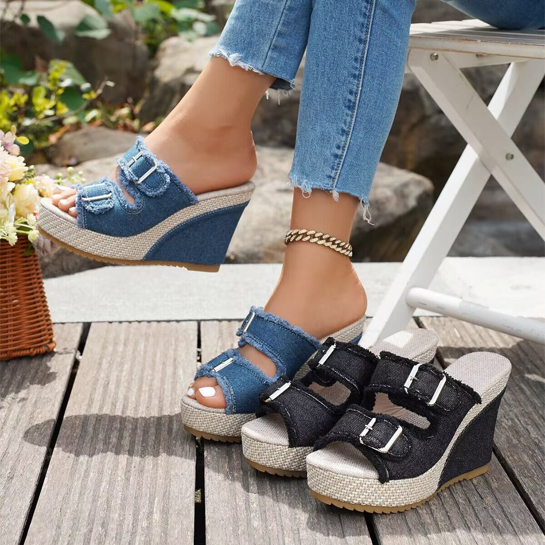 Atelier | Keilsandalen mit Fransenkante