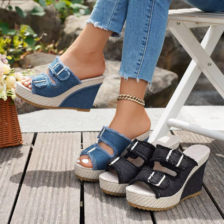 Atelier | Keilsandalen mit Fransenkante