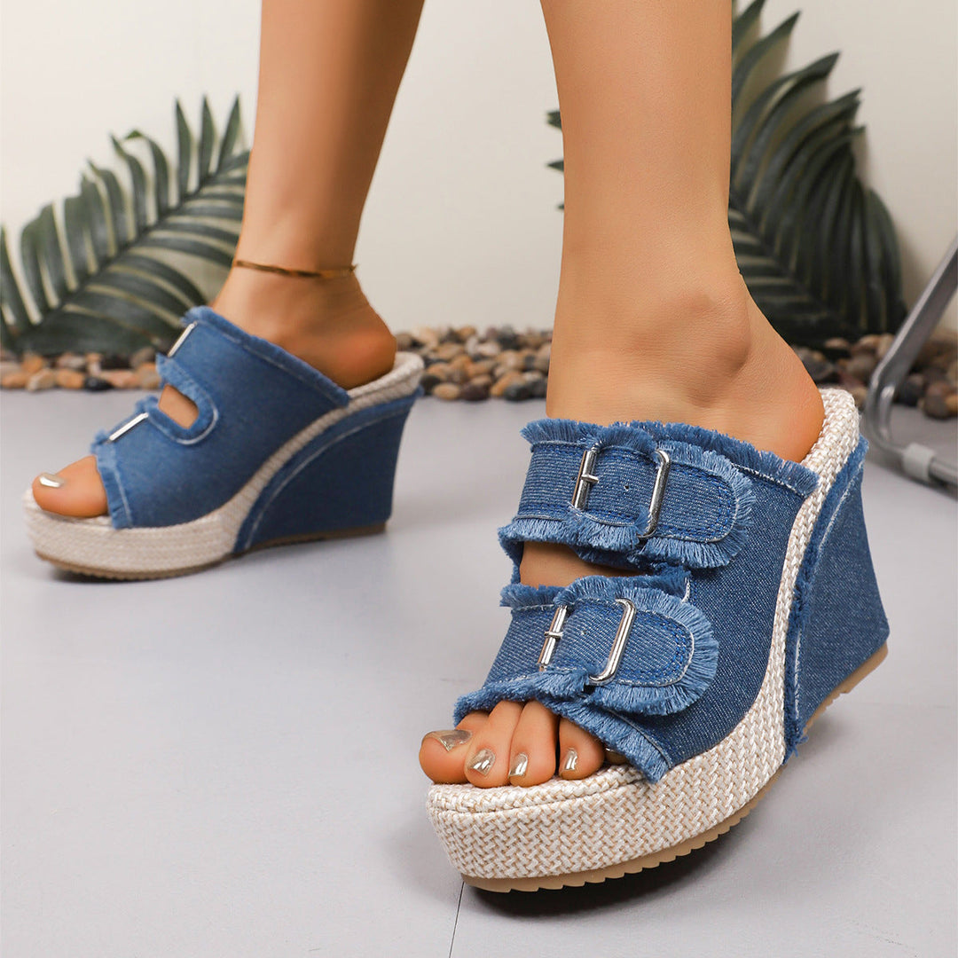 Atelier | Keilsandalen mit Fransenkante
