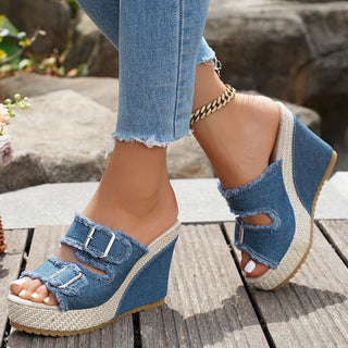 Atelier | Keilsandalen mit Fransenkante