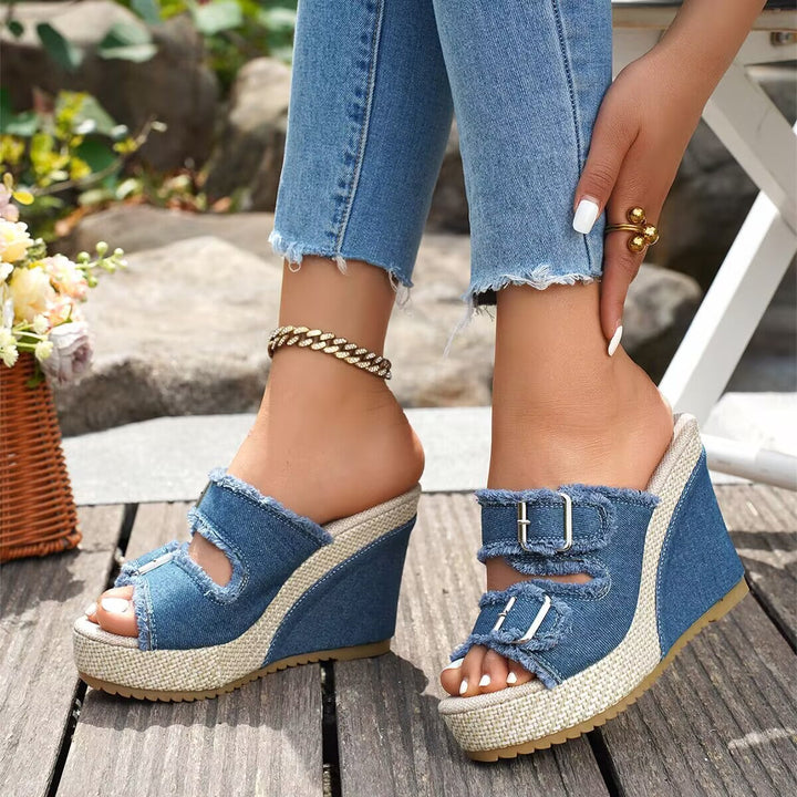 Atelier | Keilsandalen mit Fransenkante