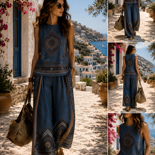 Allegra | Zweiteiliges Retro-Set – Top & weite Hose