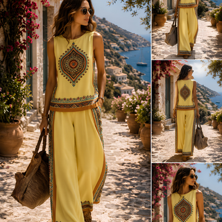 Allegra | Zweiteiliges Retro-Set – Top & weite Hose