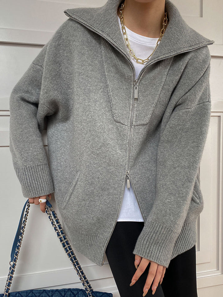 Oversized Strickjacke mit offenem Kragen