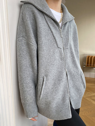Oversized Strickjacke mit offenem Kragen