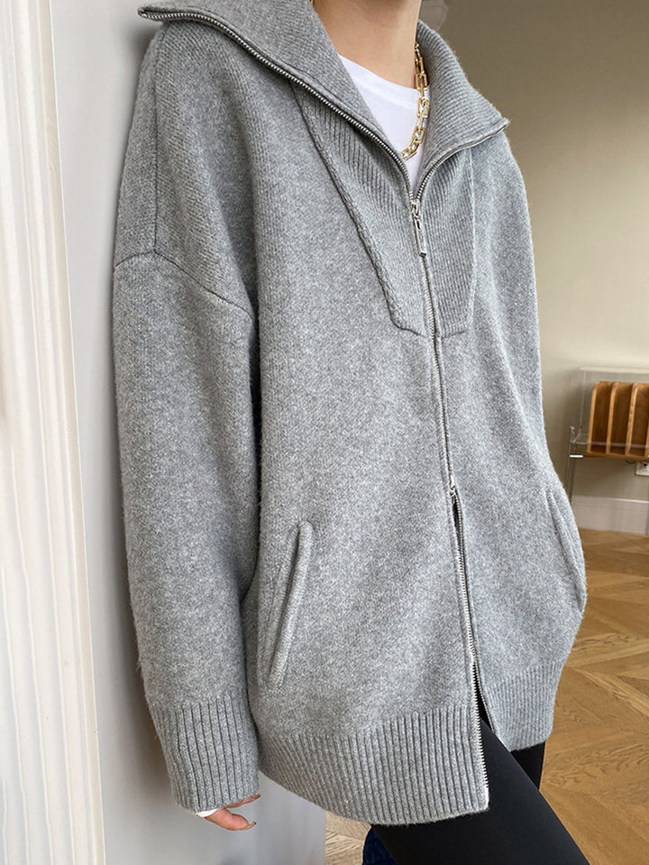 Oversized Strickjacke mit offenem Kragen