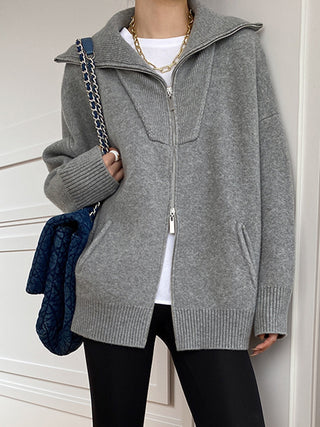 Oversized Strickjacke mit offenem Kragen
