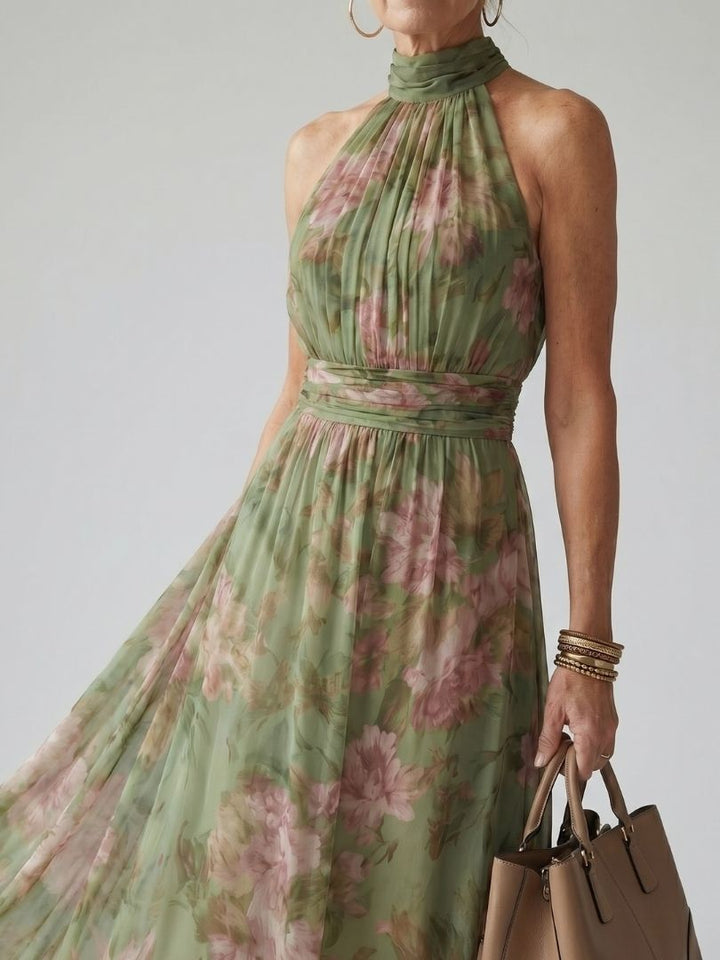 Mirelle | Gerafftes Halter-Midi-Kleid