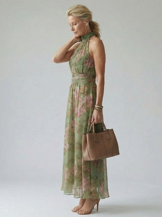 Mirelle | Gerafftes Halter-Midi-Kleid
