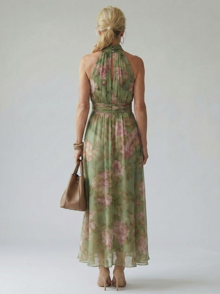 Mirelle | Gerafftes Halter-Midi-Kleid