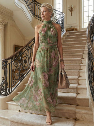 Mirelle | Gerafftes Halter-Midi-Kleid