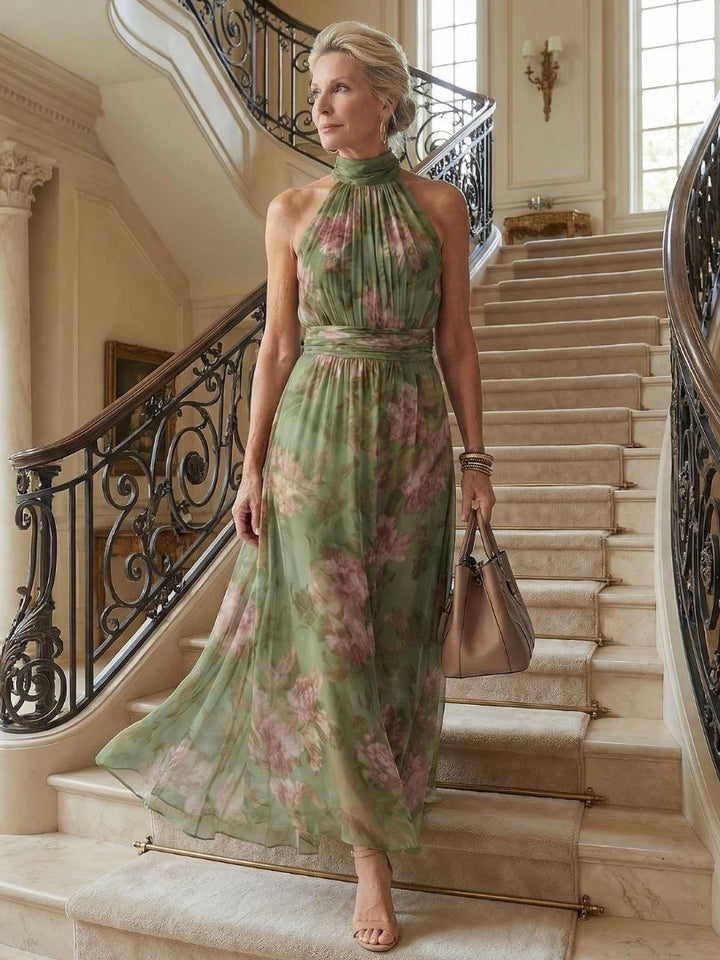 Mirelle | Gerafftes Halter-Midi-Kleid