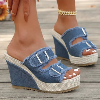 Atelier | Keilsandalen mit Fransenkante