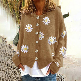Knopfleisten-Strickjacke – Klassischer Strickpullover mit langen Ärmeln