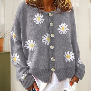 Knopfleisten-Strickjacke – Klassischer Strickpullover mit langen Ärmeln