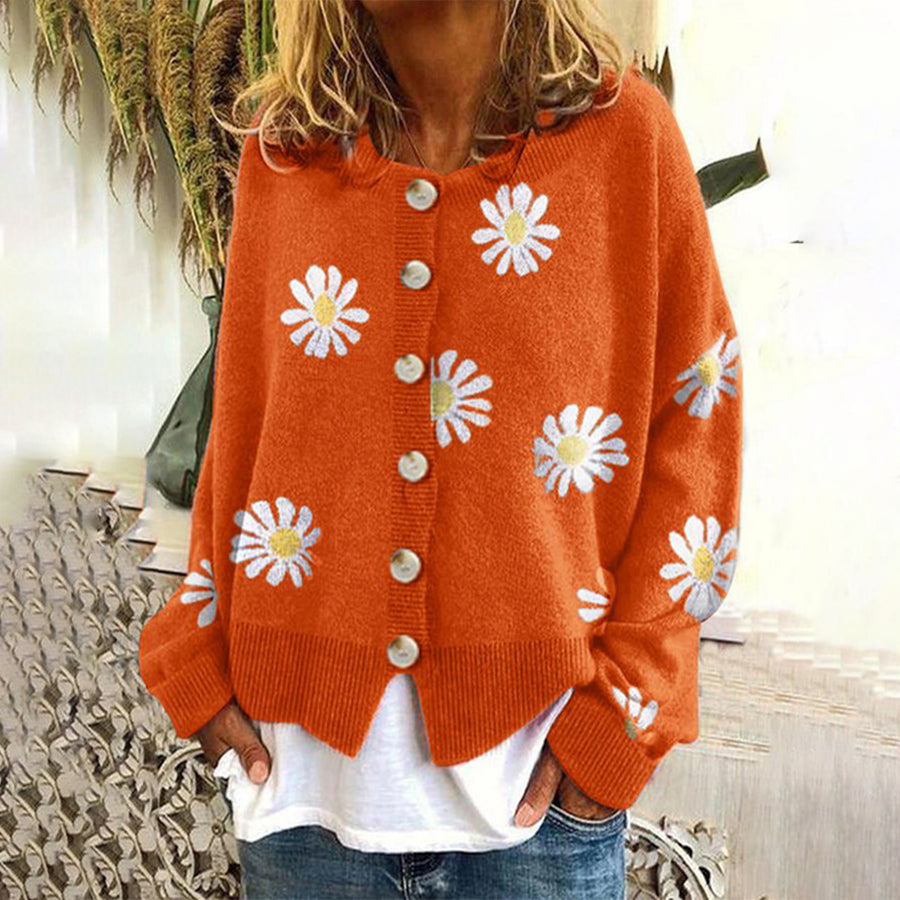 Knopfleisten-Strickjacke – Klassischer Strickpullover mit langen Ärmeln