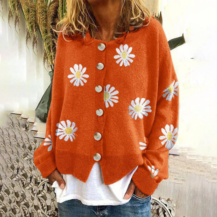 Knopfleisten-Strickjacke – Klassischer Strickpullover mit langen Ärmeln
