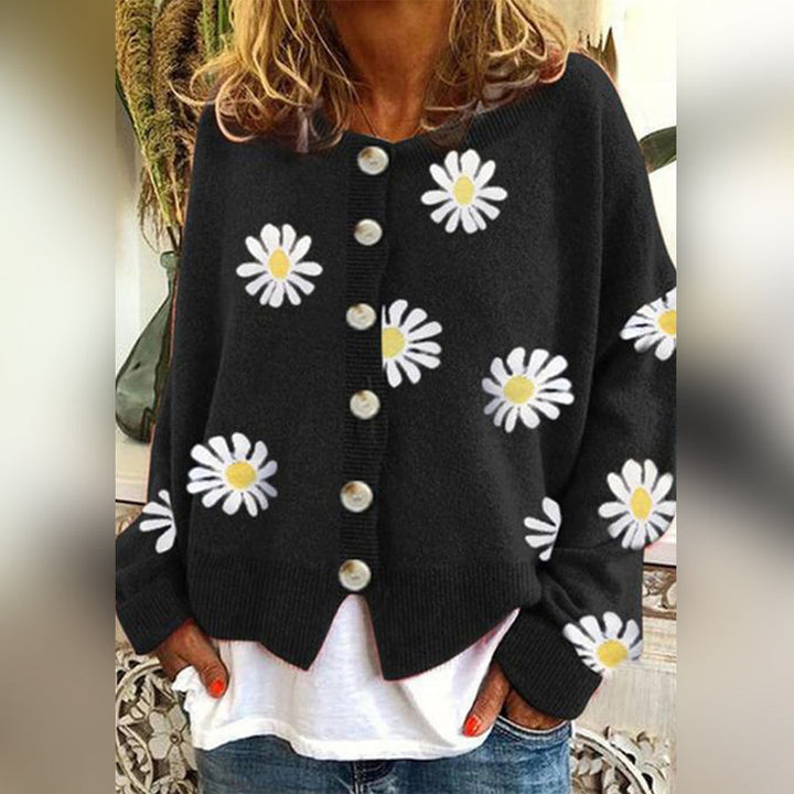 Knopfleisten-Strickjacke – Klassischer Strickpullover mit langen Ärmeln
