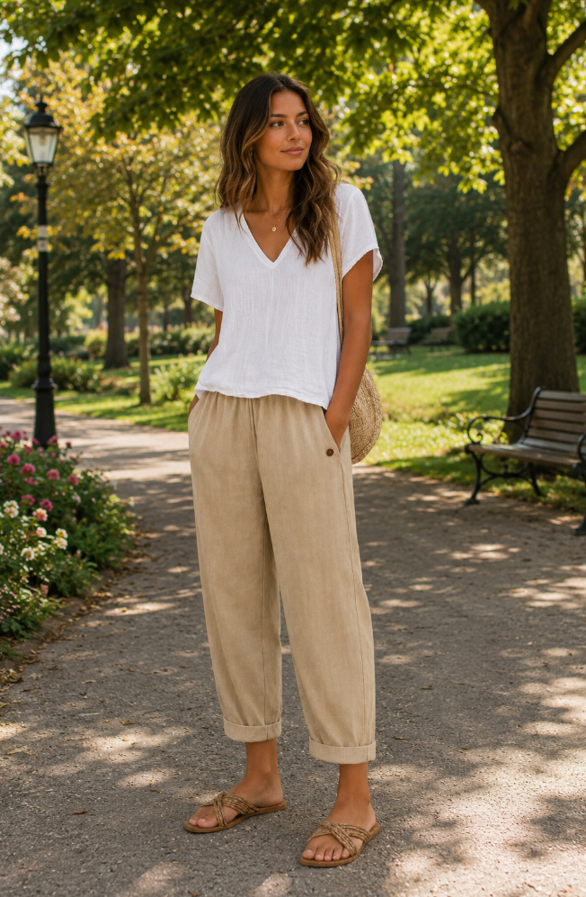 Rosa | Leichte Leinenhose