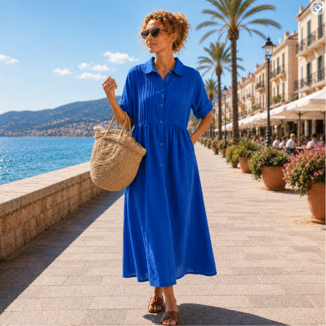 Alexis | Sommerliches fließendes Hemdblusenkleid