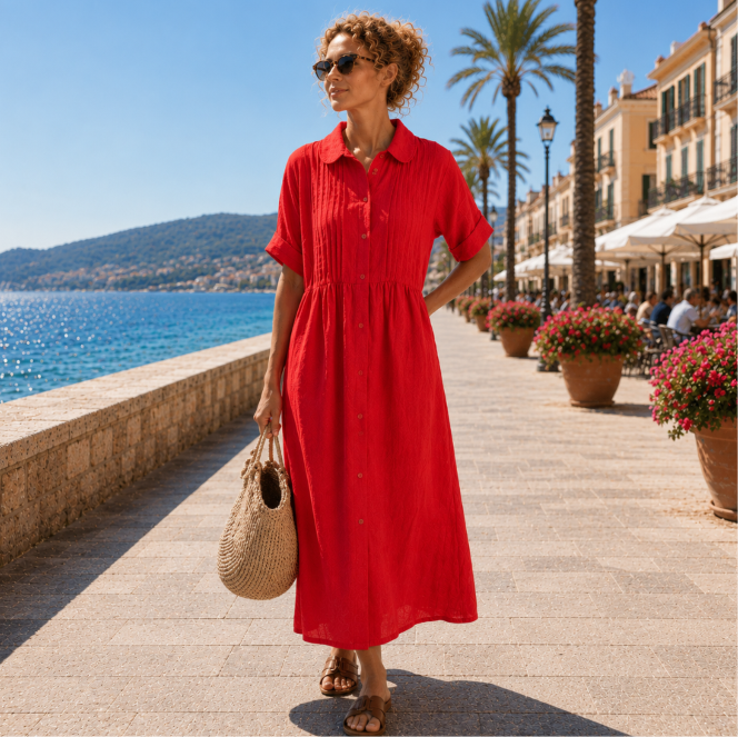 Alexis | Sommerliches fließendes Hemdblusenkleid