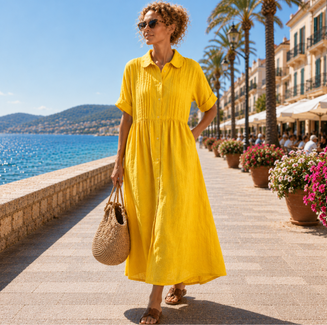 Alexis | Sommerliches fließendes Hemdblusenkleid