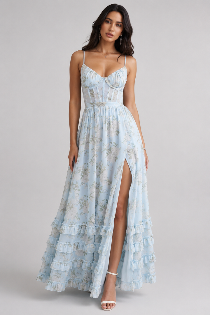 Violetta | Fließendes Maxikleid mit Volants