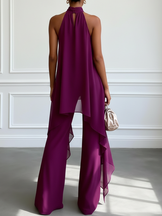 Violett | Elegantes Halter-Set mit Hose